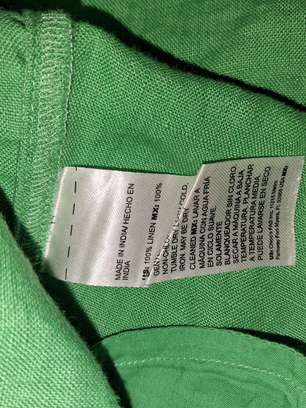 Chico's Green 100 Percent Linen Dress Size 0.5 Or 6 Short Sleeves With Pockets - Picture 3 of 6